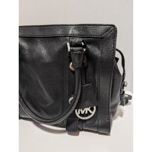 Michael Michael Kors Bedford Designer Black Leather Satchel Crossbody Handbag‎
